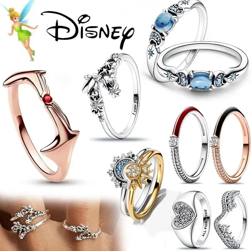 Disney 2024 New Fashion Mickey Mouse Women's Ring Original Valentine's Day Jewelry Gift Couple Ring Jewelry SetsGift Rings