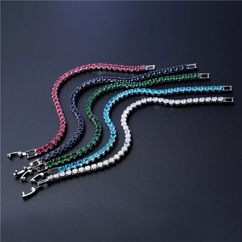 4mm Cubic Zirconia Tennis Bracelet Iced Out Chain Bracelets For Women Men Silver Color Men Bracelet CZ Chain Homme Jewelry