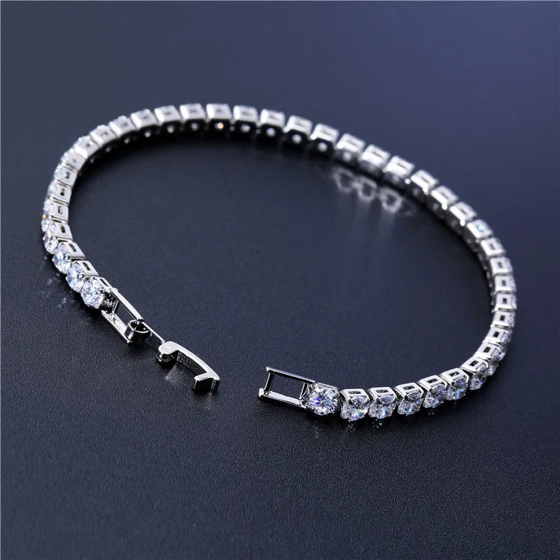 4mm Cubic Zirconia Tennis Bracelet Iced Out Chain Bracelets For Women Men Silver Color Men Bracelet CZ Chain Homme Jewelry