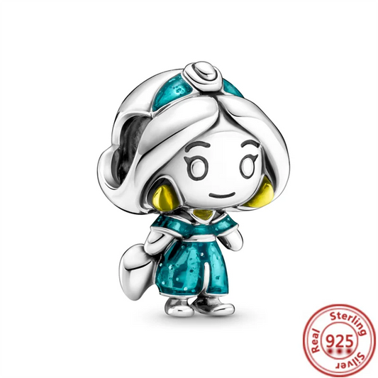 MINISO Disney 925 Silver Snow White Cinderella Belle Mermaid Anna Princess Dress Bead Fit Original Bracelets DIY Jewelry Gift