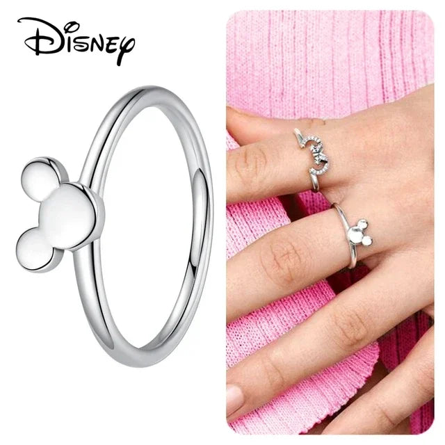 Disney 2024 New Fashion Mickey Mouse Women's Ring Original Valentine's Day Jewelry Gift Couple Ring Jewelry SetsGift Rings