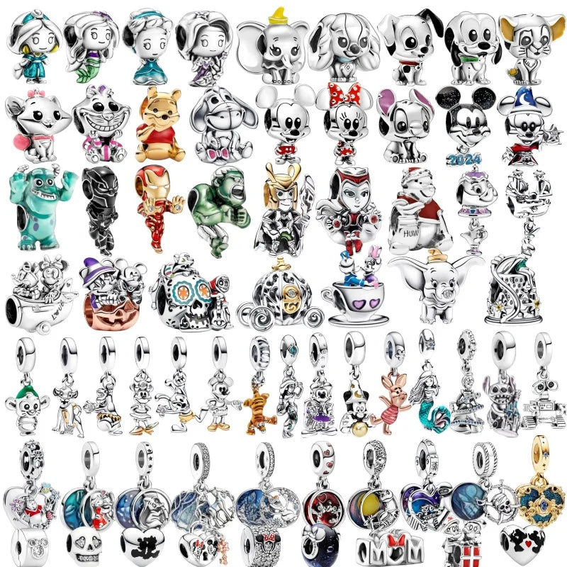 Disney 100th Anniversary Mickey Mouse Princess Pumpkin Car Beads Fit Original Pandora Bracelet Women's Bracelet DIY Jewelry