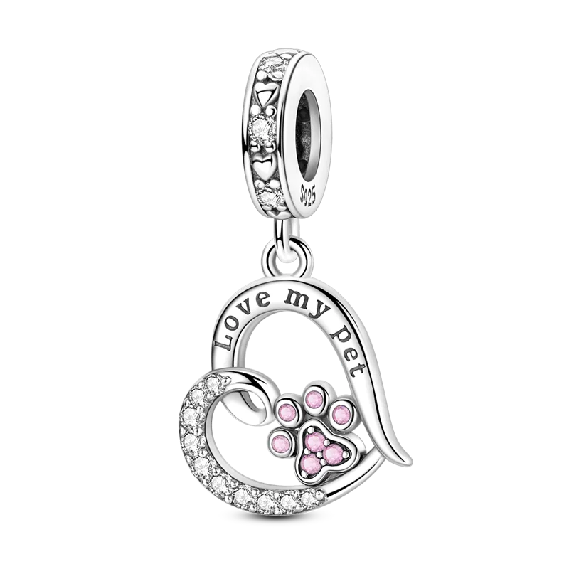 925 Sterling Silver Classic Mom and Daughter Heart Shaped Charms Pendants Fit Pandach Original Bracelet DIY Mother's Day Jewelry