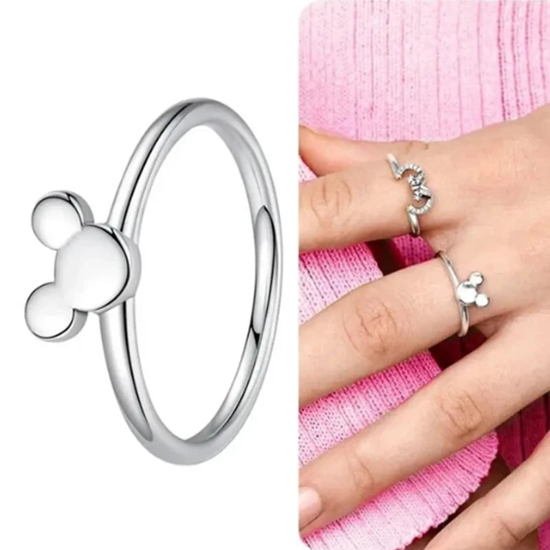 2024 All-new Disney-Mickey Mouse and Minnie Lady rings suitable for women DIY popular fashion temperament exquisite ring jewelry