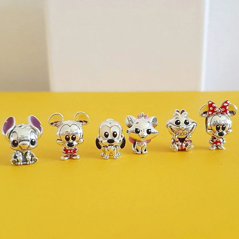 925 Sterling Silver Mickey Mouse Minnie Series Bead Charm Fit Disney Stitch Charm 925 Bracelet DIY Women Jewelry Gift