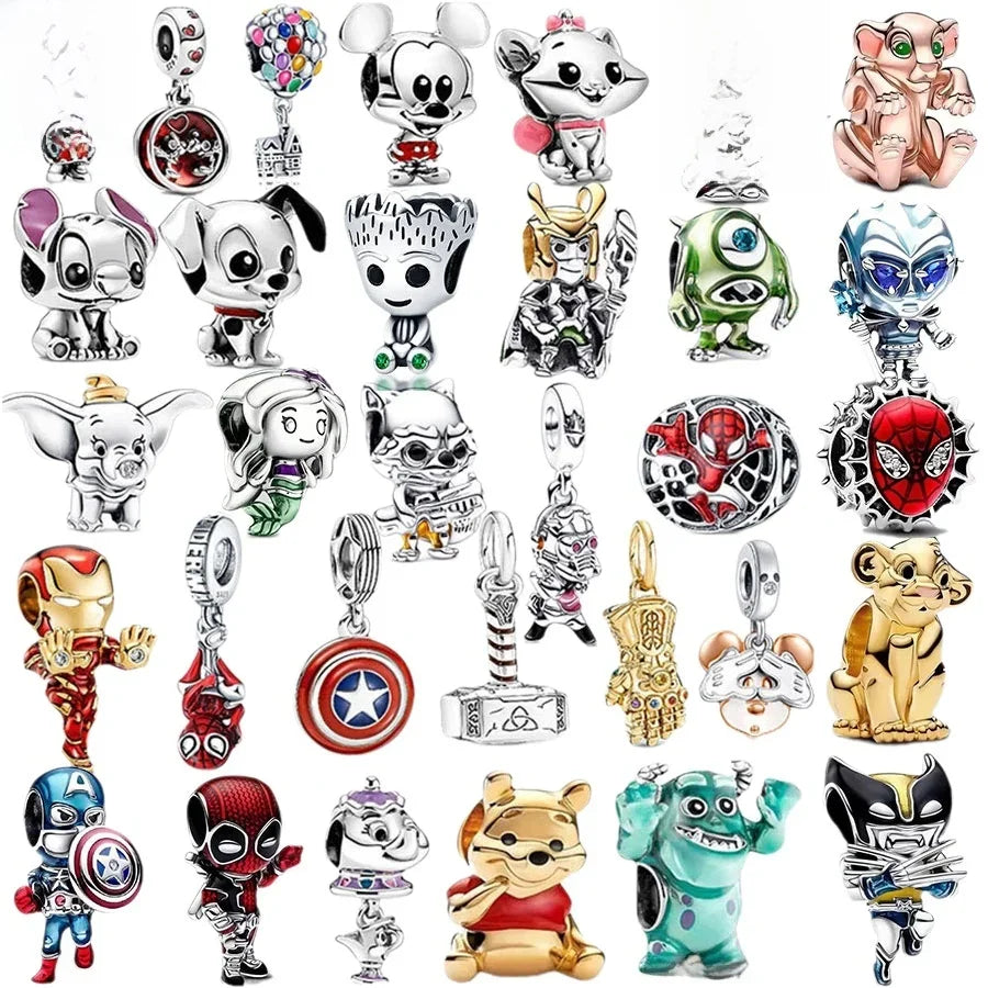 925 Sterling Silver Mickey Mouse Minnie Series Bead Charm Fit Disney Stitch Charm 925 Bracelet DIY Women Jewelry Gift