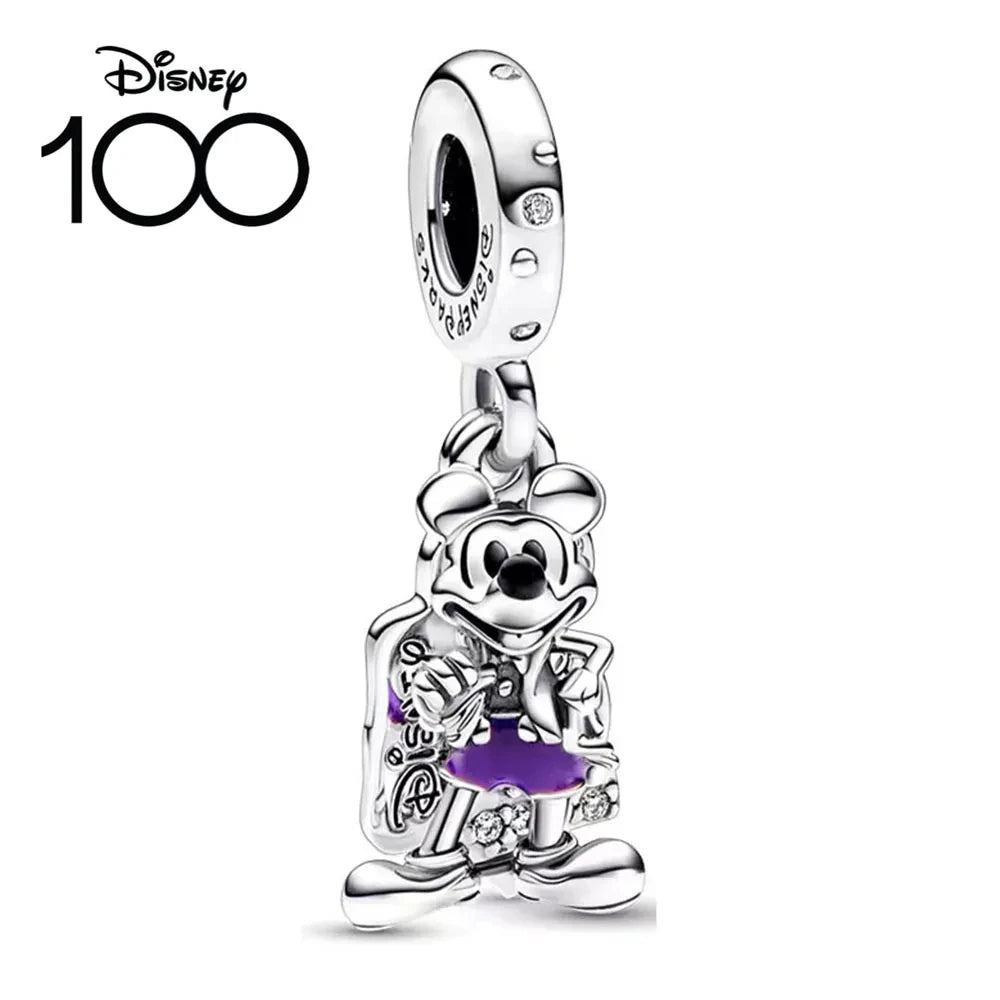 Disney 100th Anniversary Mickey Mouse Princess Pumpkin Car Beads Fit Original Pandora Bracelet Women's Bracelet DIY Jewelry