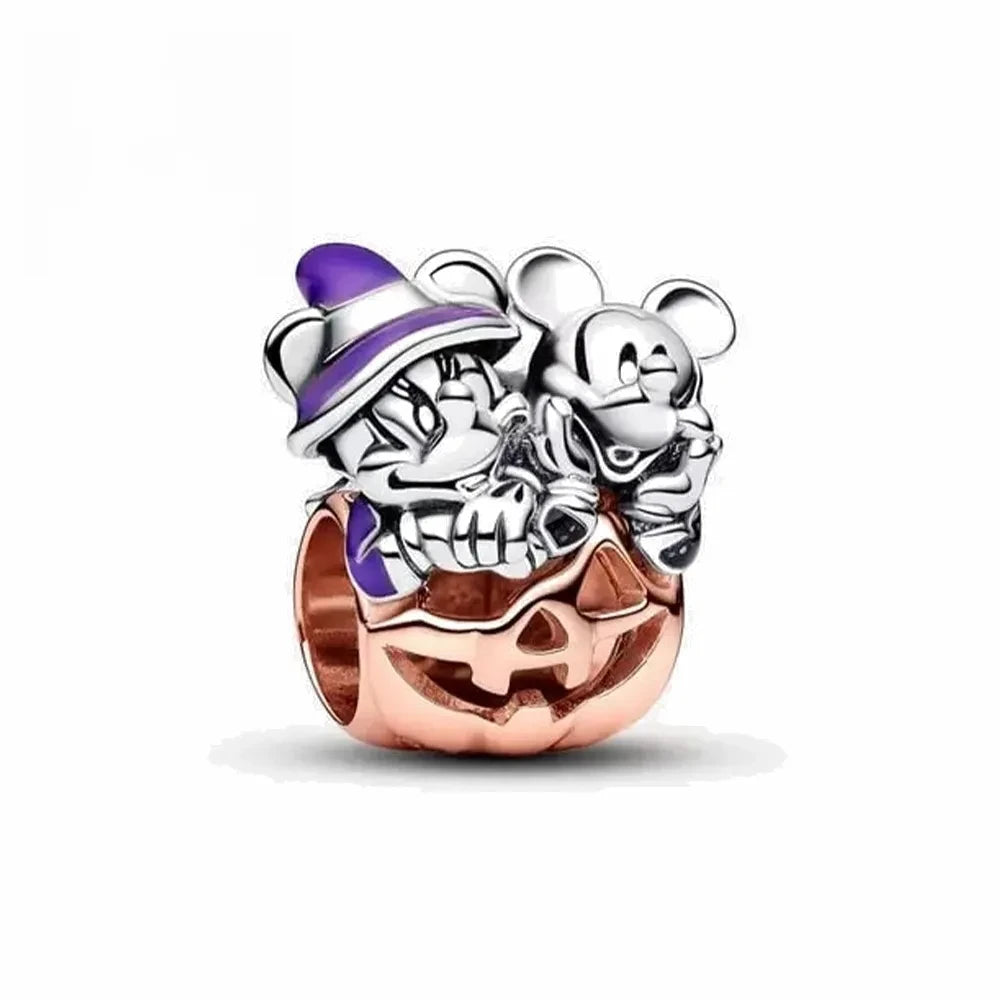 Disney 100th Anniversary Mickey Mouse Princess Pumpkin Car Beads Fit Original Pandora Bracelet Women's Bracelet DIY Jewelry