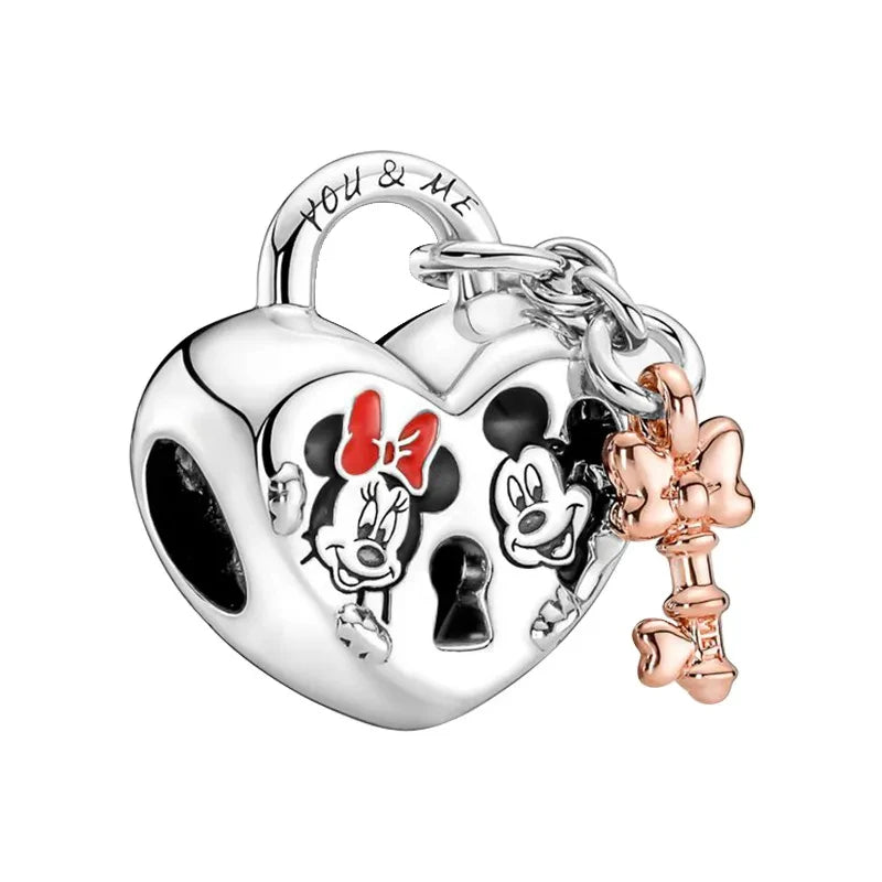 Disney 100th Anniversary Mickey Mouse Princess Pumpkin Car Beads Fit Original Pandora Bracelet Women's Bracelet DIY Jewelry