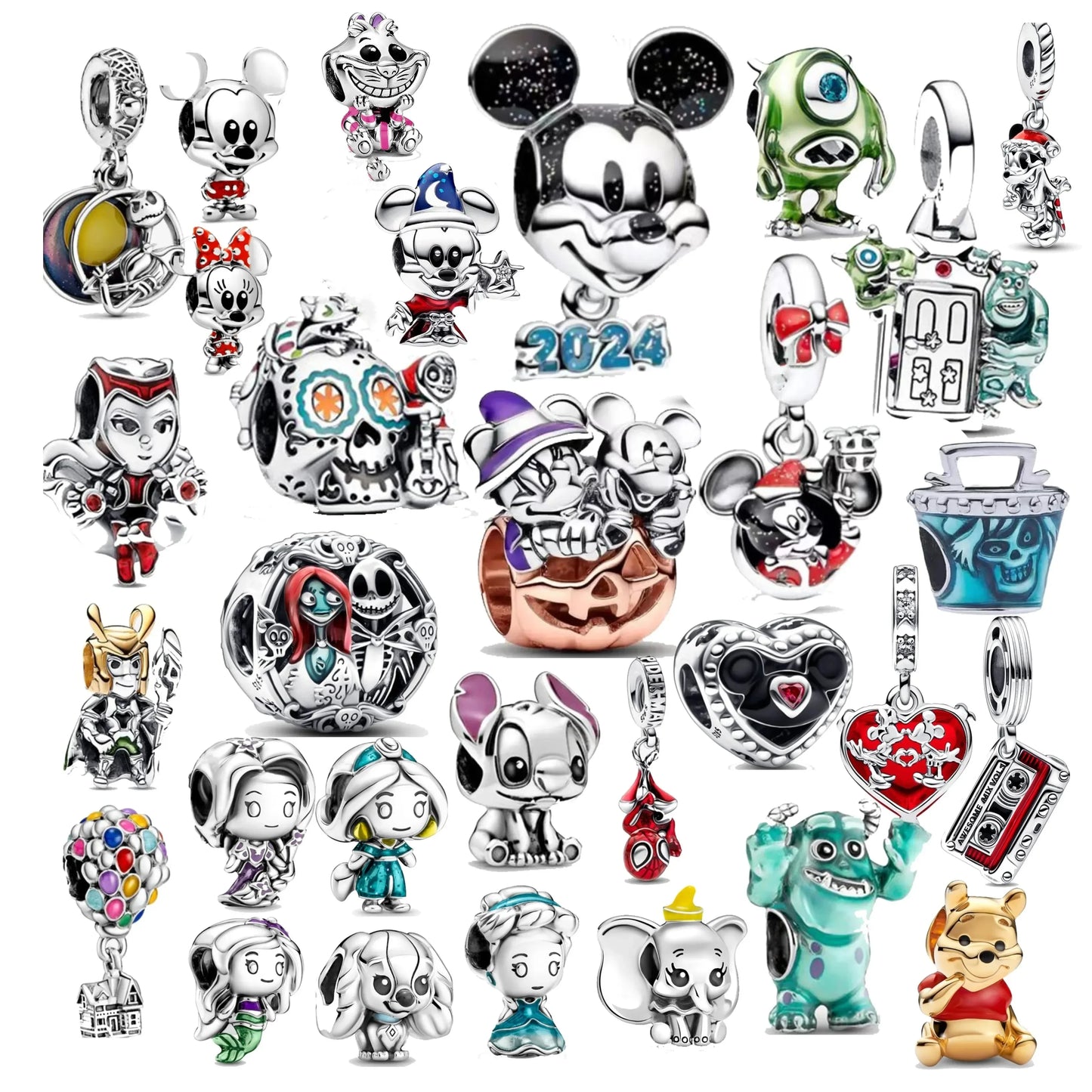 Disney 100th Anniversary Mickey Mouse Princess Pumpkin Car Beads Fit Original Pandora Bracelet Women's Bracelet DIY Jewelry