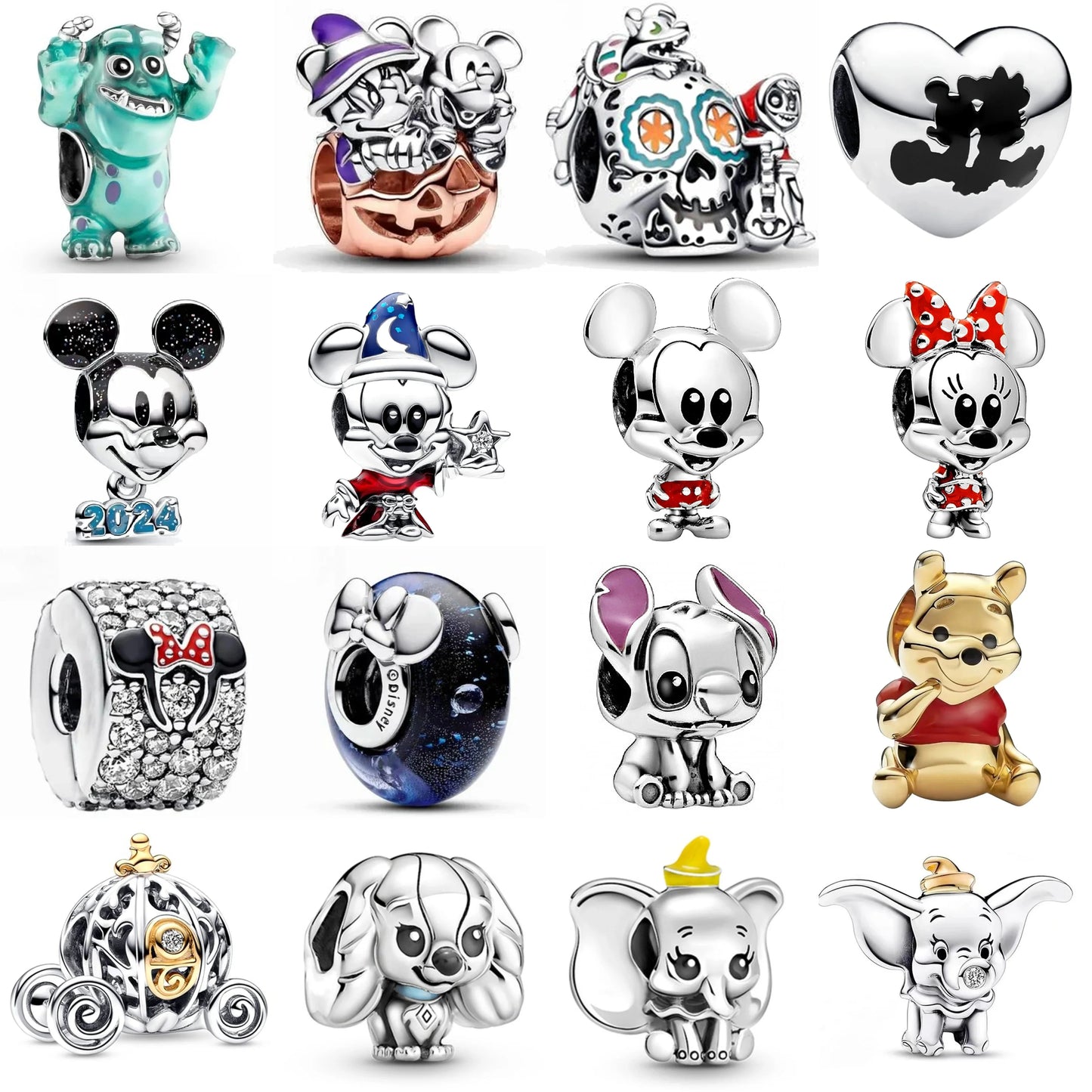 Disney 100th Anniversary Mickey Mouse Princess Pumpkin Car Beads Fit Original Pandora Bracelet Women's Bracelet DIY Jewelry