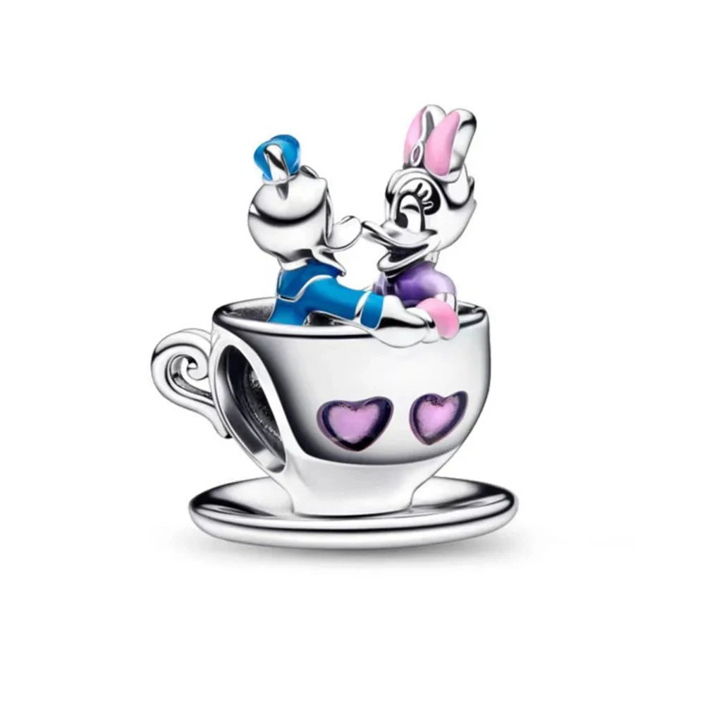 Disney 100th Anniversary Mickey Mouse Princess Pumpkin Car Beads Fit Original Pandora Bracelet Women's Bracelet DIY Jewelry
