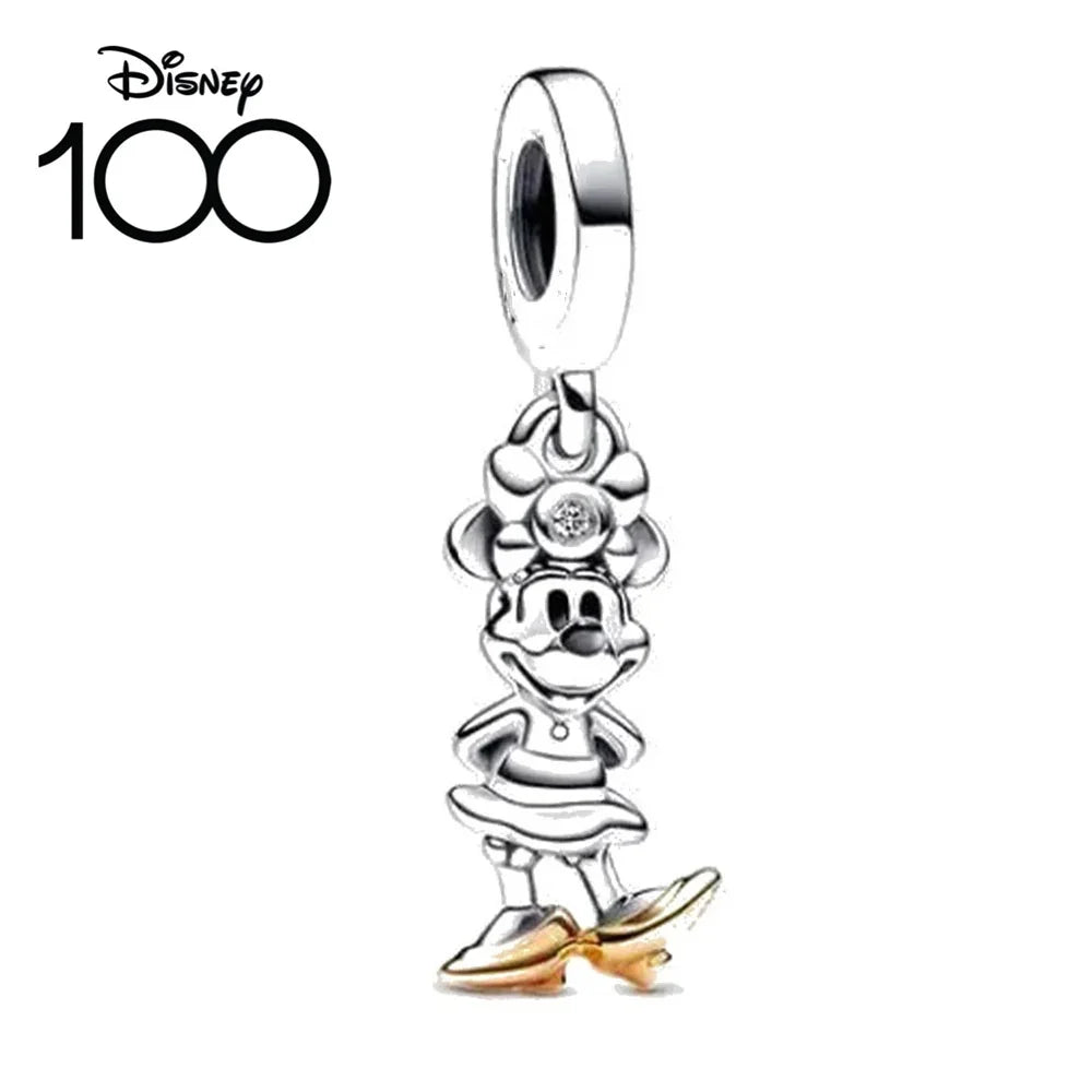 Disney 100th Anniversary Mickey Mouse Princess Pumpkin Car Beads Fit Original Pandora Bracelet Women's Bracelet DIY Jewelry