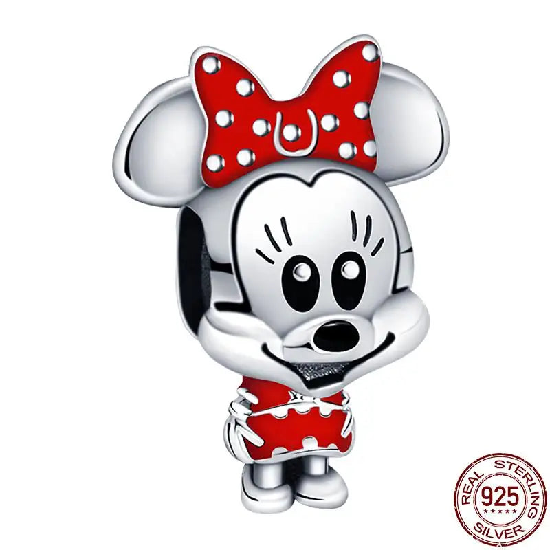 925 Sterling Silver Mickey Mouse Minnie Series Bead Charm Fit Disney Stitch Charm 925 Bracelet DIY Women Jewelry Gift