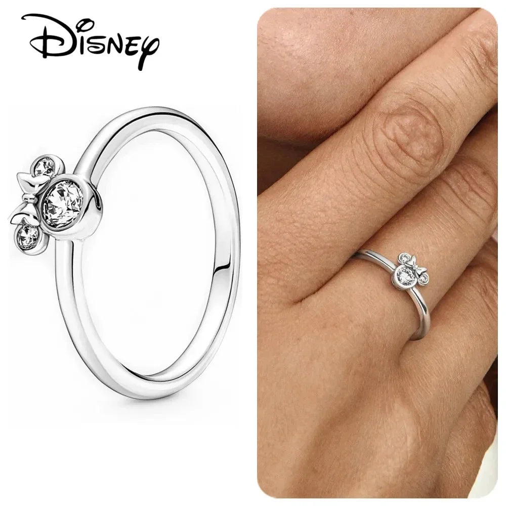 Disney 2024 New Fashion Mickey Mouse Women's Ring Original Valentine's Day Jewelry Gift Couple Ring Jewelry SetsGift Rings
